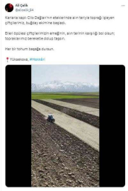 Vali Ali Çelik: "Yüksekova ovasında ekim başladı"