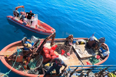 Aydın’da Ruhsatsız Gemiyle Avlanan 600 Kilo Midye Denize Bırakıldı